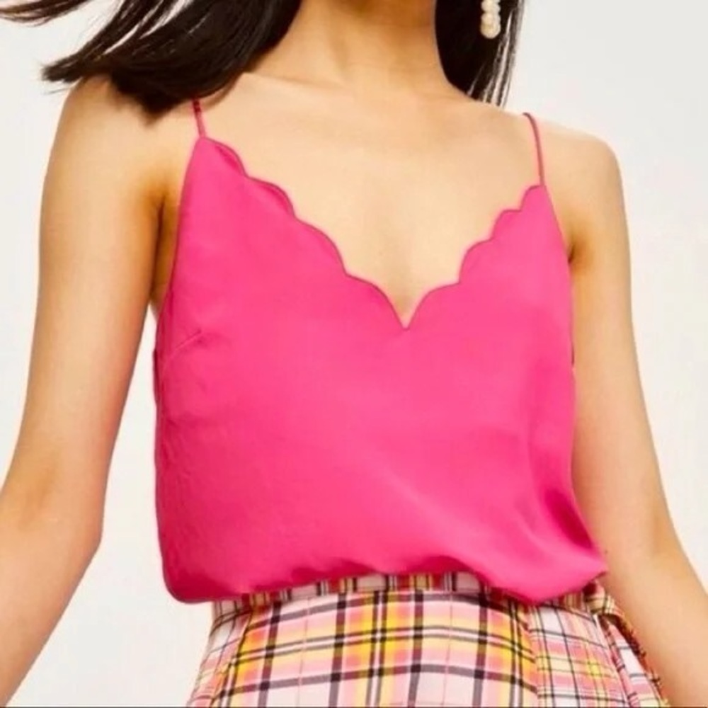 Topshop Pink Scallop Trim Cami Tank Top